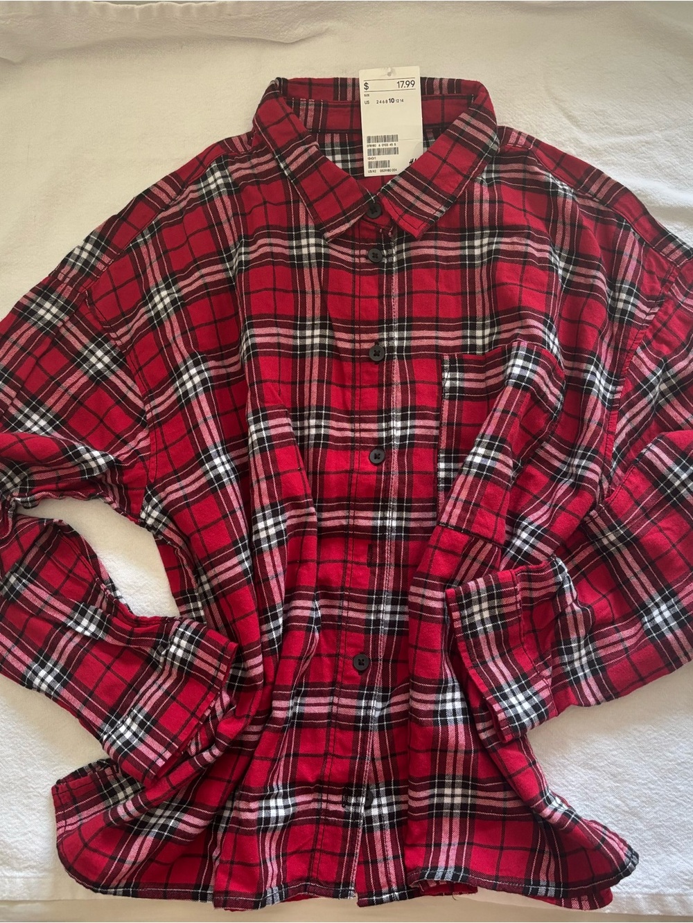 H&M Red Plaid Button-Front Shirt – Size EU 40 (US 10) – NWT Flannel Style
